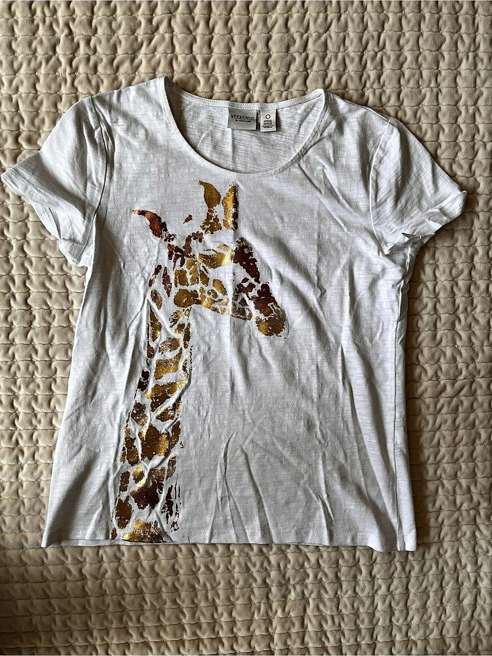 Chico's Graphic Short Sleeve Tee in White Size 0